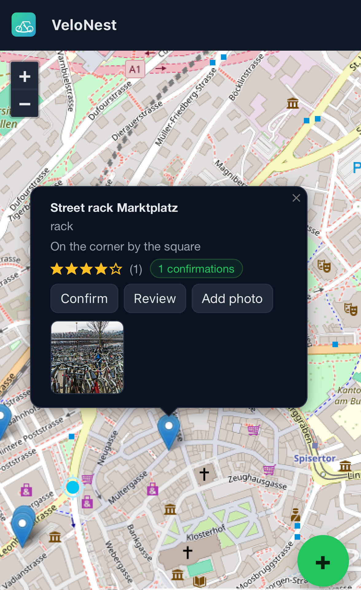Preview of the VeloNest parking map